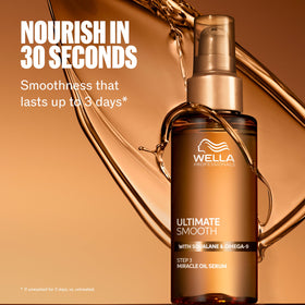 Wella Professionals Ultimate Smooth Miracle Oil Serum with floral background