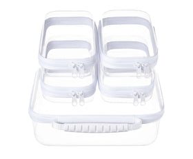 WELPIRT 5PCS Travel Essentials clear hard shell zipper case set front view