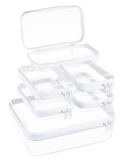 WELPIRT 6 pcs zipper pouches hard shell set front view