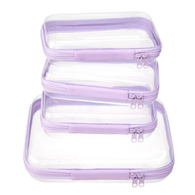WELPIRT Clear Zipper Pouch Set with various sizes displayed