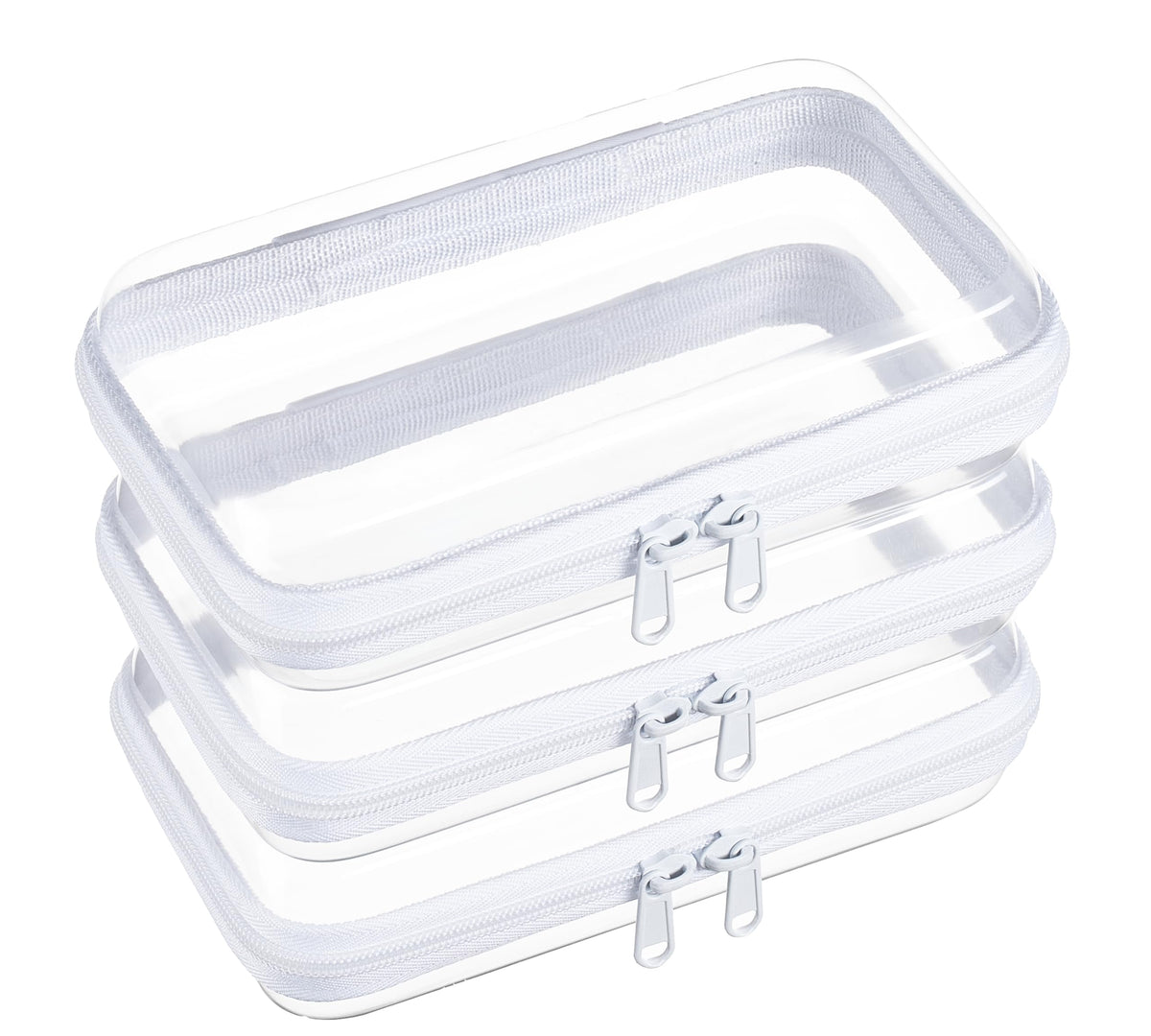 WELPIRT Clear Zipper Pouches 3-Pack front view