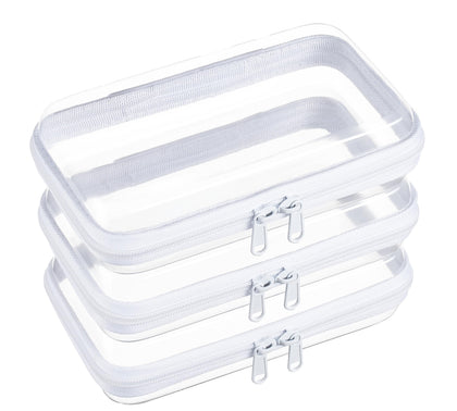 WELPIRT Clear Zipper Pouches 3-Pack front view