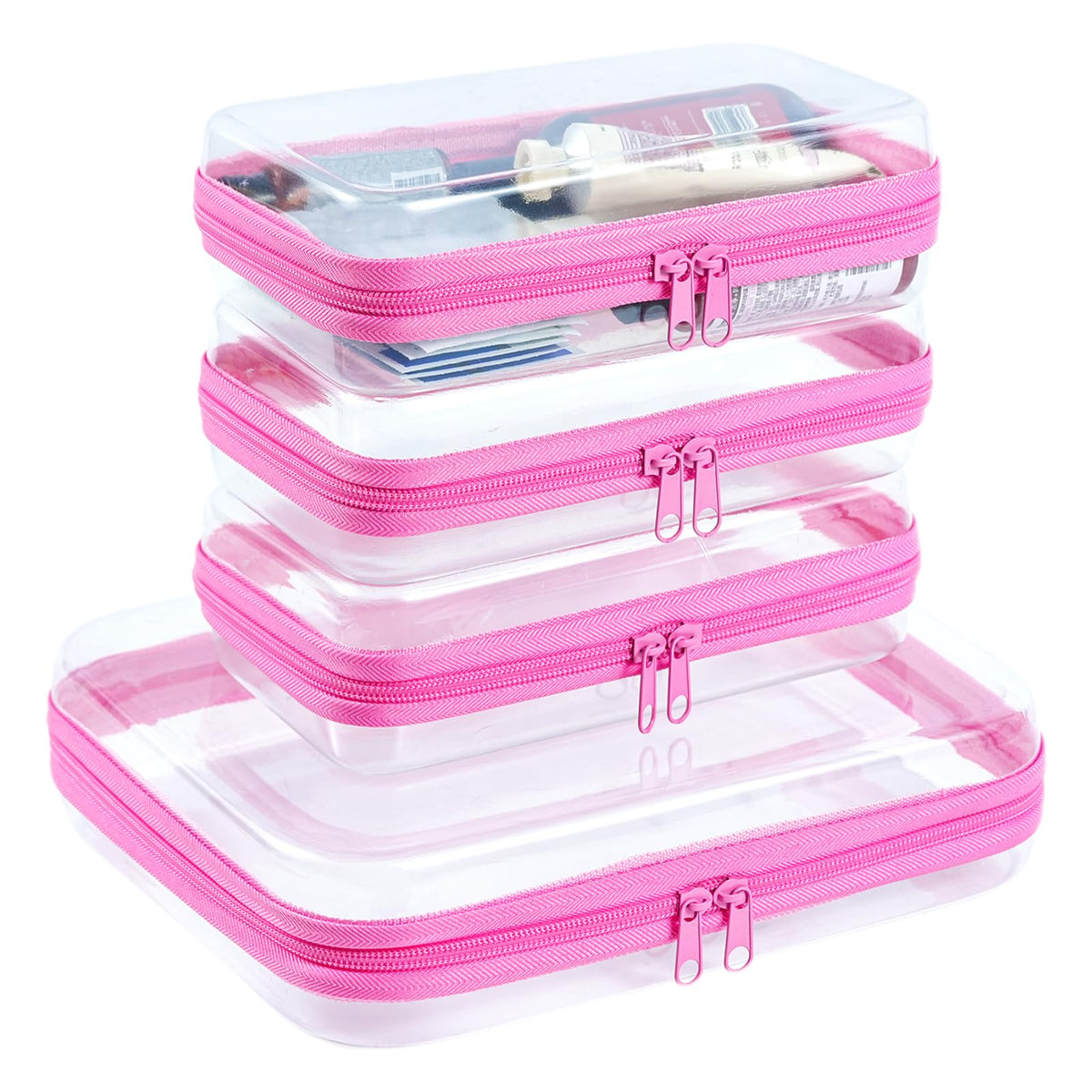 WELPIRT Clear Zipper Pouches medium case front view