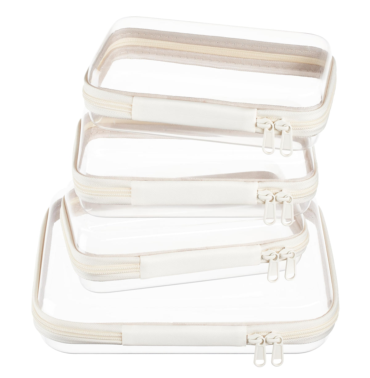 WELPIRT Clear Zipper Pouches Set front view with all pouches