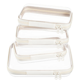 WELPIRT Clear Zipper Pouches Set front view with all pouches