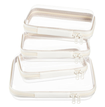 WELPIRT Clear Zipper Pouches Set front view with all pouches