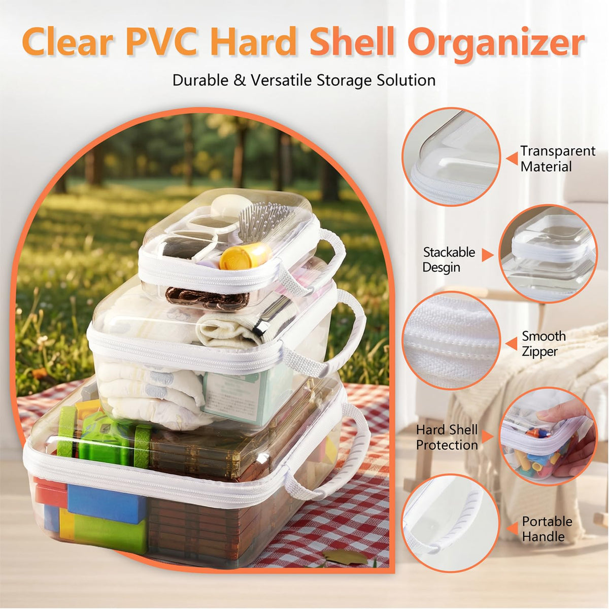 WELPIRT large clear toiletry case with handle