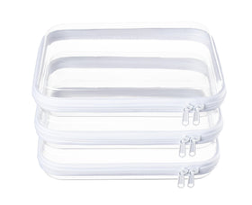 WELPIRT Medium Clear Hard Shell Zipper Pouch front view