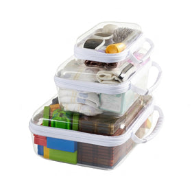 WELPIRT Travel Essentials 3PCS Clear Toiletry Case Set front view