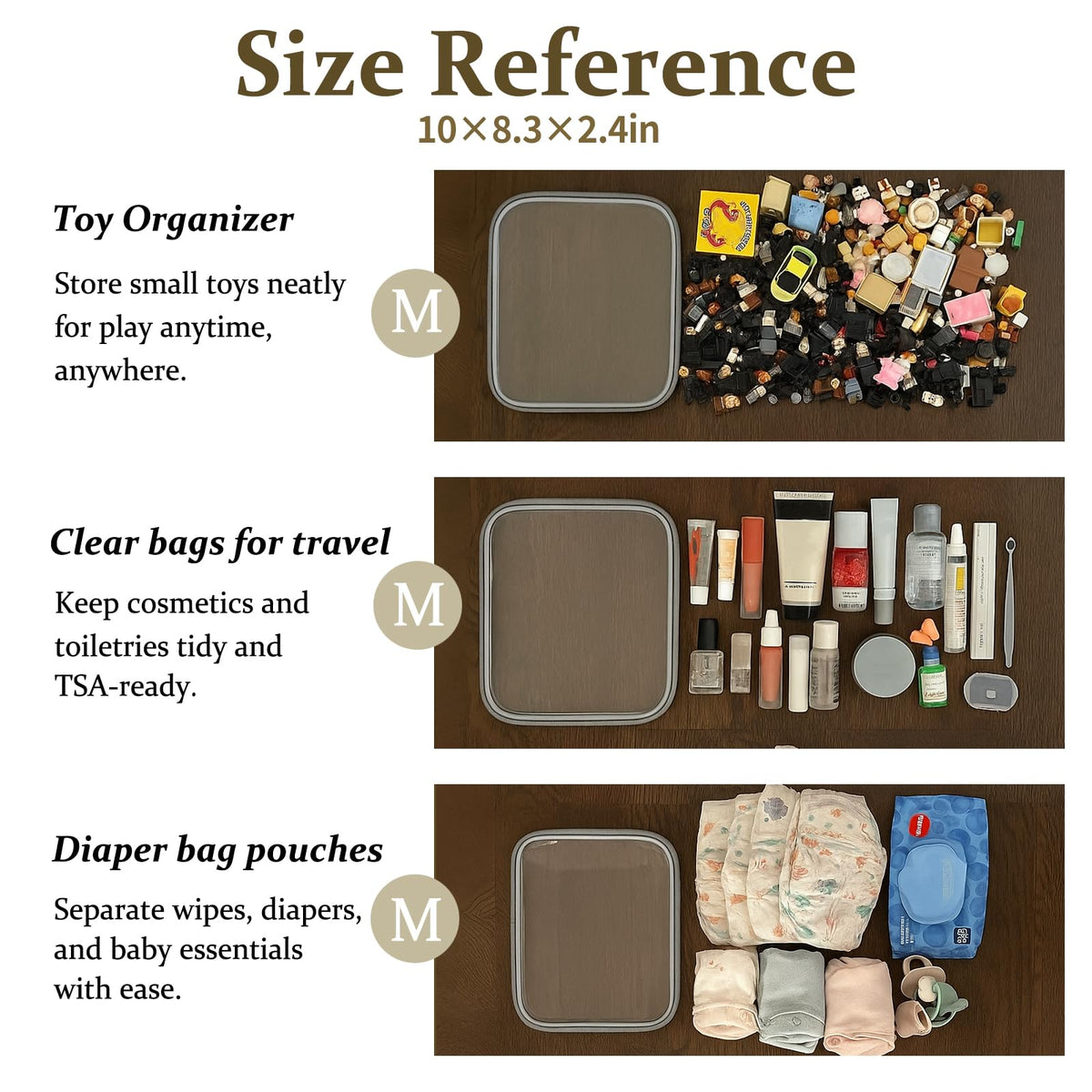 WELPIRT zipper pouch open showing organized toiletries