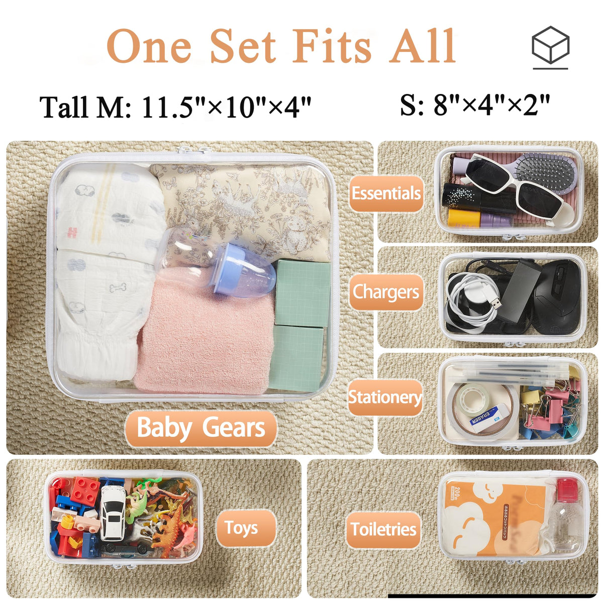 WELPIRT zipper pouches stacked for easy storage