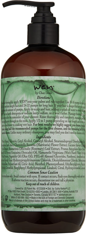 WEN by Chaz Dean Cucumber Aloe Cleansing Conditioner back view with ingredients