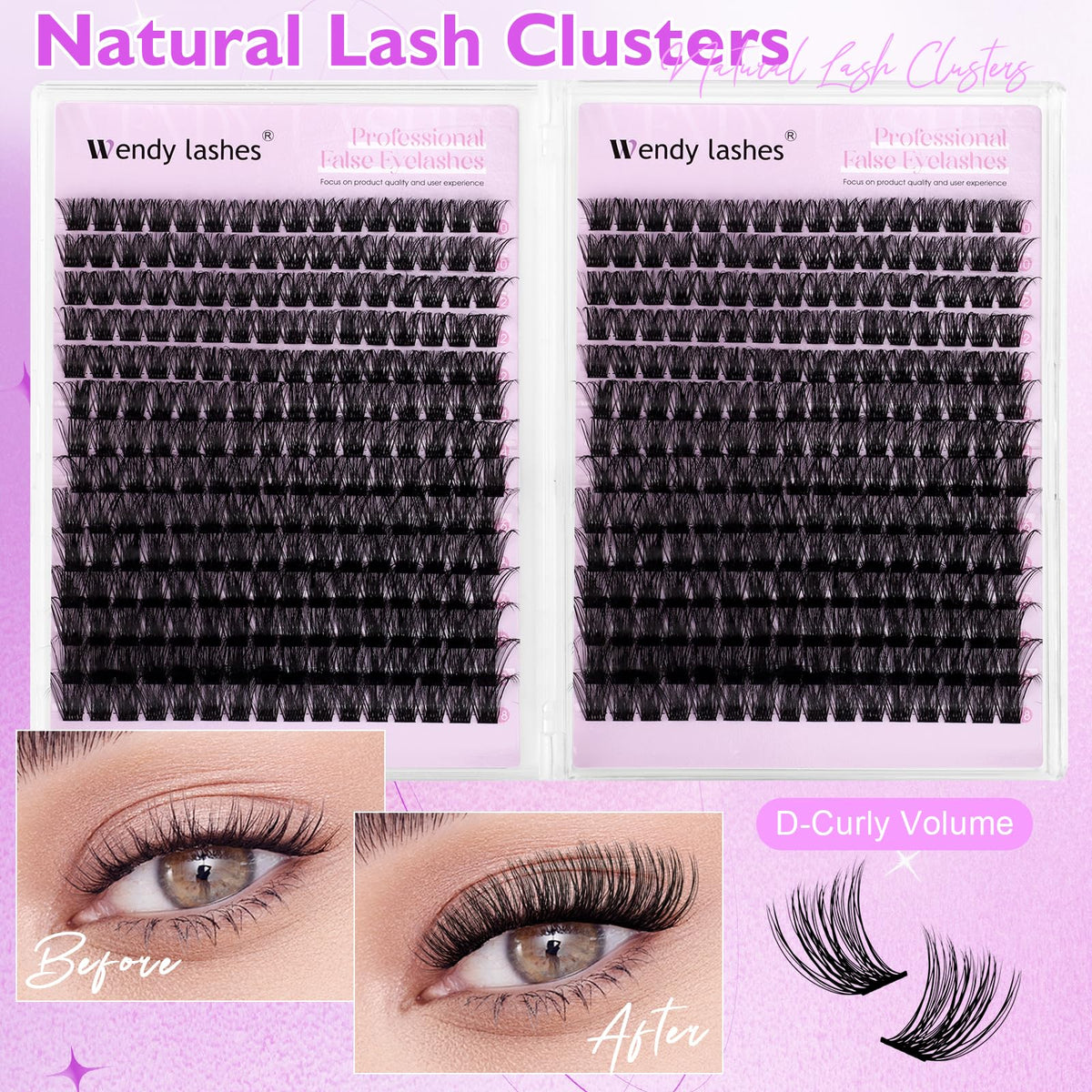 WENDY LASHES Lash Clusters C3 in use on model's eyes