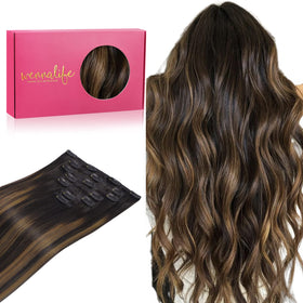 Wennalife 14 Inch Clip in Human Hair Extensions front view