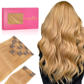 Wennalife 18 Inch Clip In Hair Extensions Strawberry Blonde front view