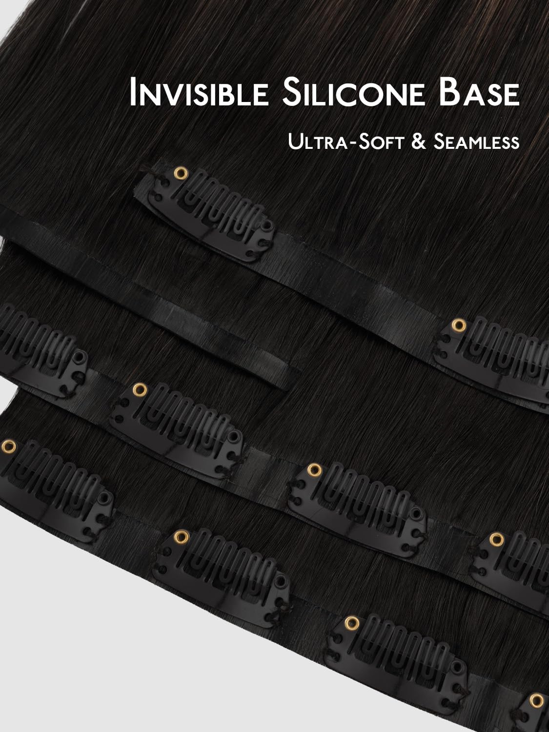 Wennalife 18-inch hair extensions displayed with clips