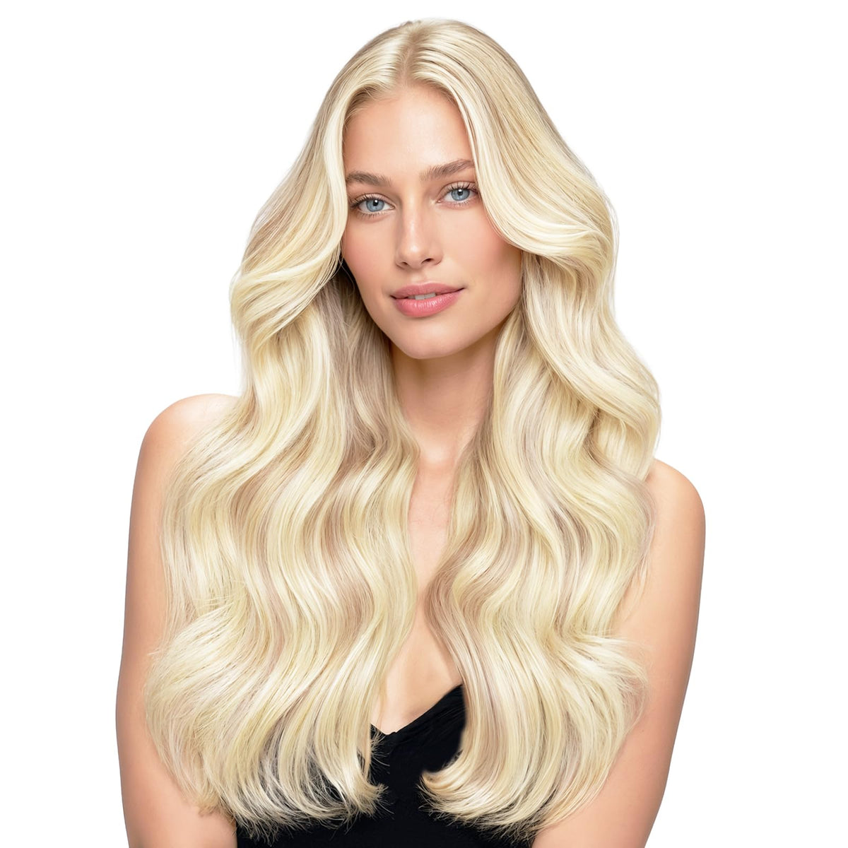Wennalife 22 Inch Clip In Hair Extensions in Balayage Light Wheat Platinum Blonde