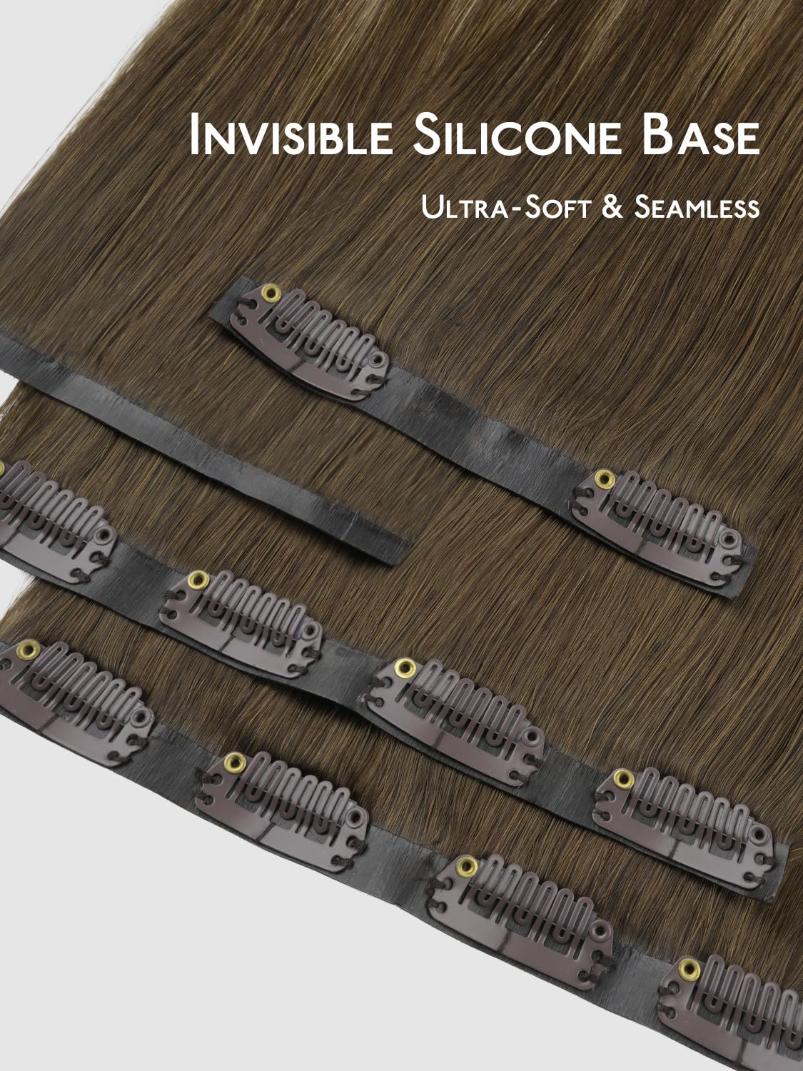 Wennalife 22 Inch Clip in Hair Extensions with clips displayed
