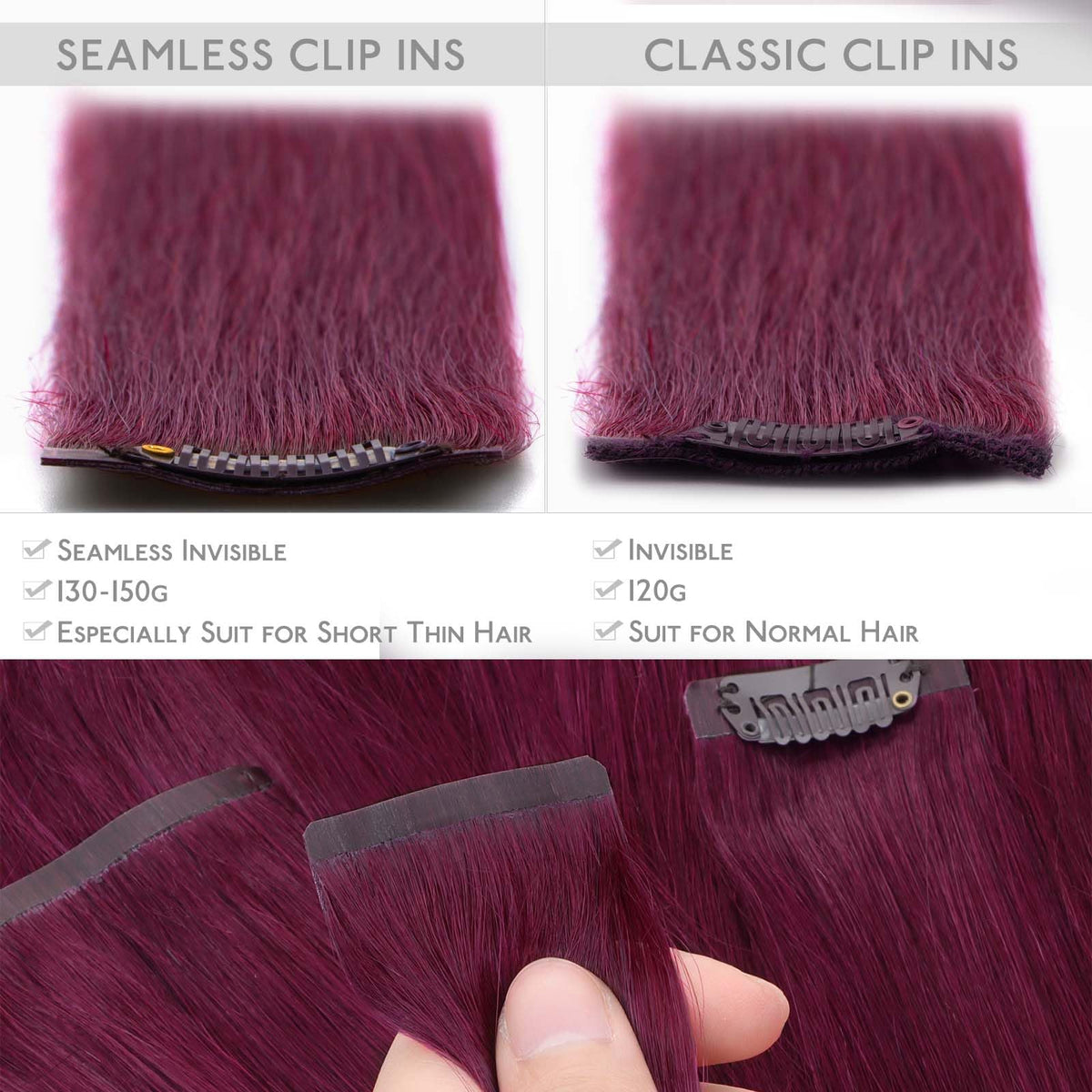 Wennalife 7pcs Clip In Hair Extensions packaging