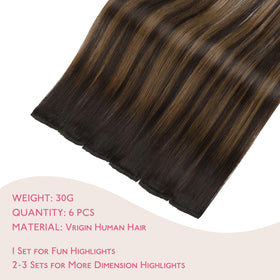 Wennalife Balayage Dark Brown Clip-in Hair Extensions packaging