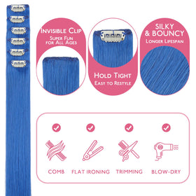 Wennalife Blue Clip-In Hair Extensions displayed with packaging