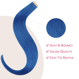 Wennalife blue hair extensions styled on mannequin