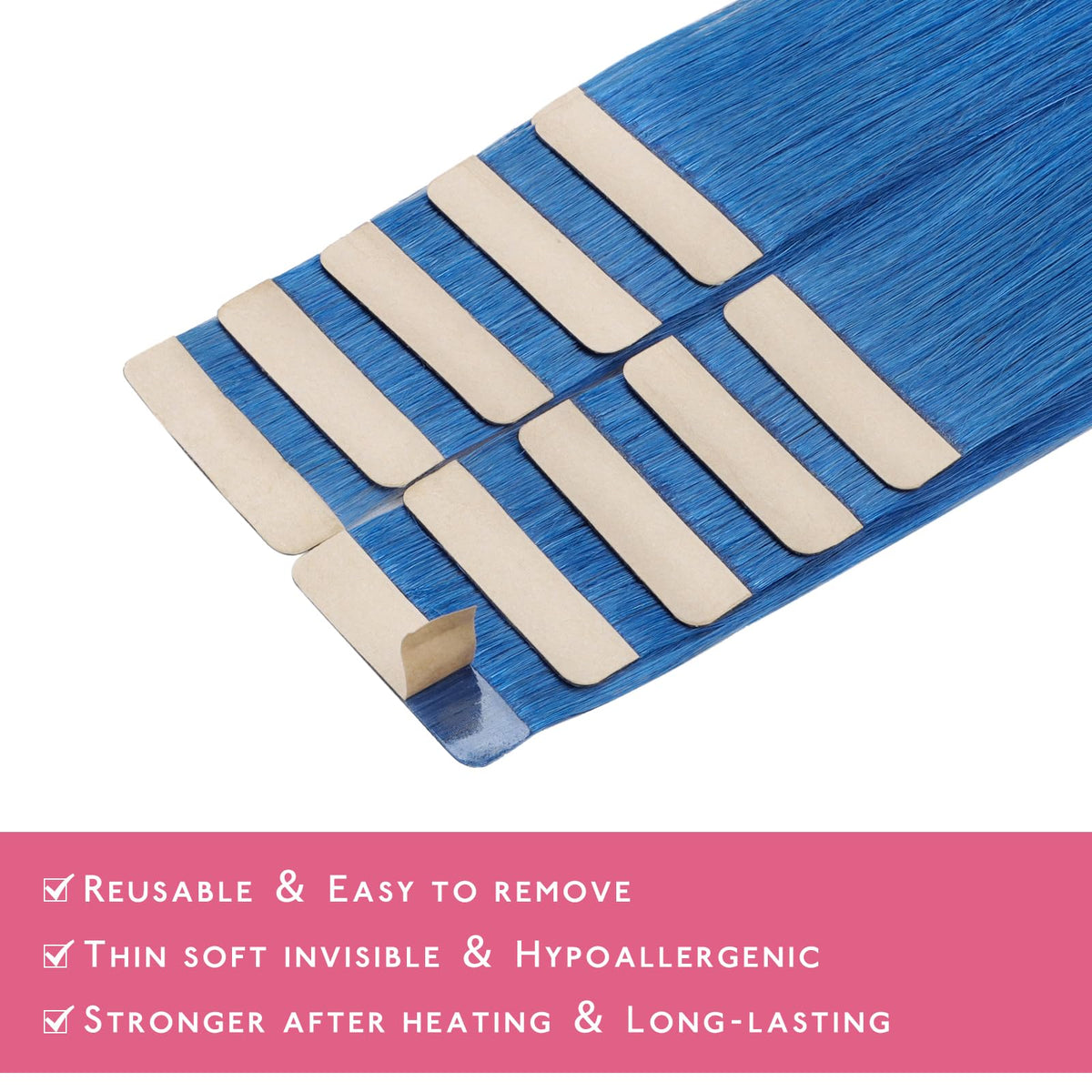 Wennalife Blue Tape in Hair Extensions back view