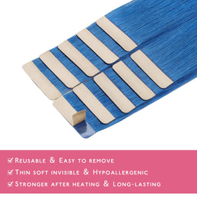 Wennalife Blue Tape in Hair Extensions back view