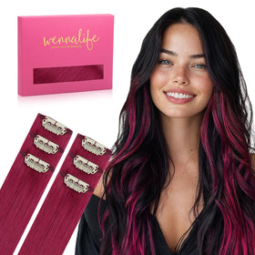 Wennalife Burgundy Red Clip-in Hair Extensions front view