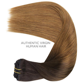 Wennalife clip-in extensions showcasing the ombre colour gradient
