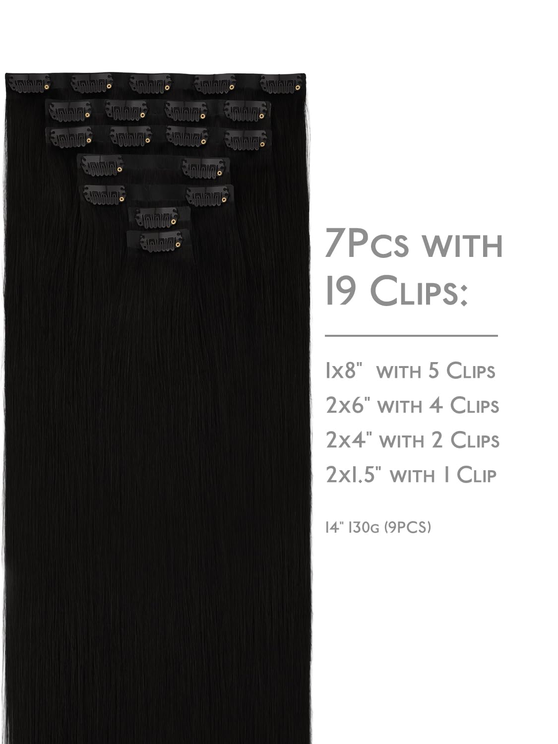 Wennalife Clip In Hair Extensions 12 Inch Jet Black packaging