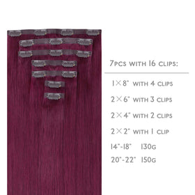 Wennalife Clip In Hair Extensions 12 Inch Light Burgundy back view