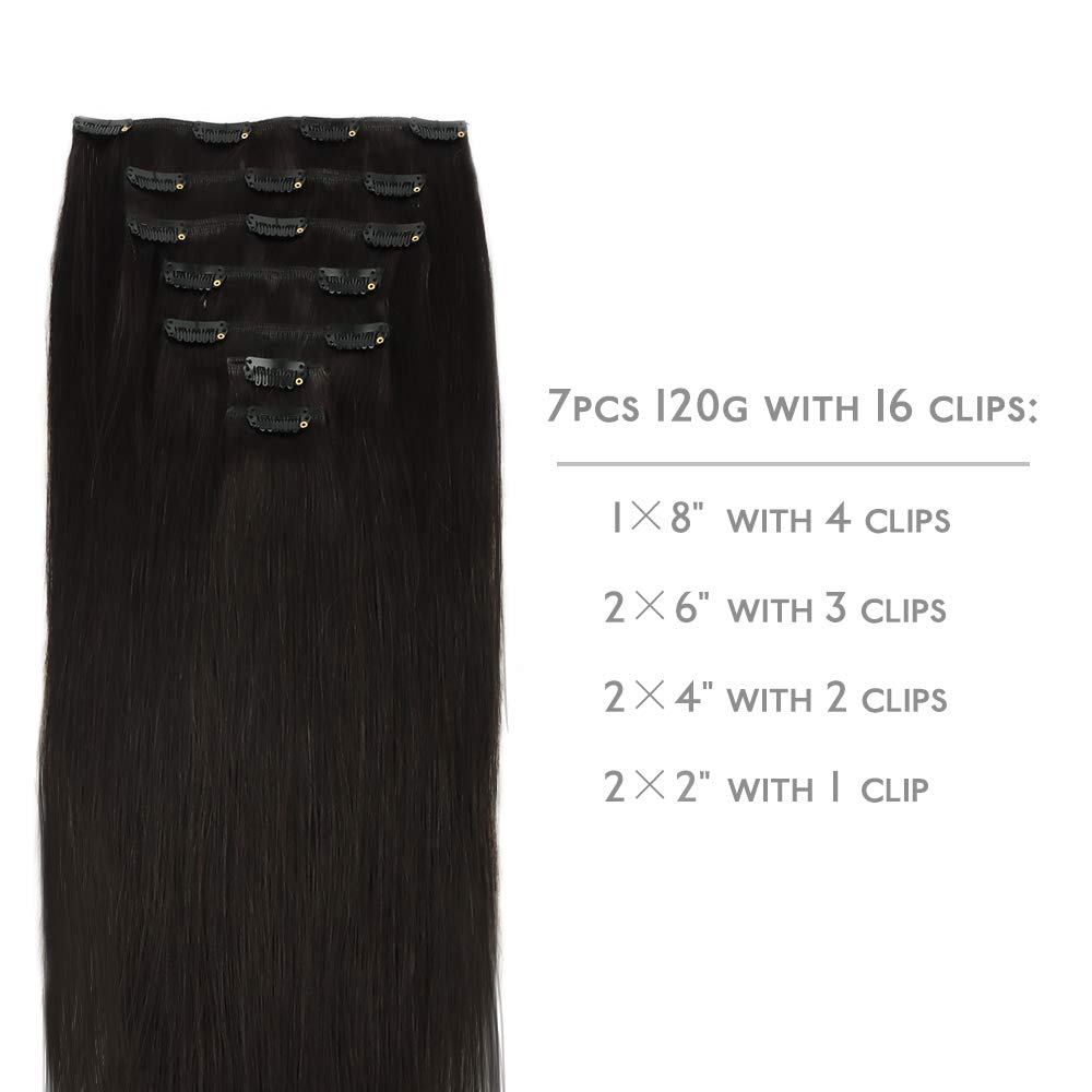 Wennalife Clip In Hair Extensions 12 Inch Natural Black packaging