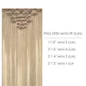 Wennalife Clip In Hair Extensions 120g packaging and contents