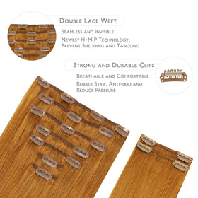 Wennalife Clip In Hair Extensions 14 Inch Auburn Ginger clips detail