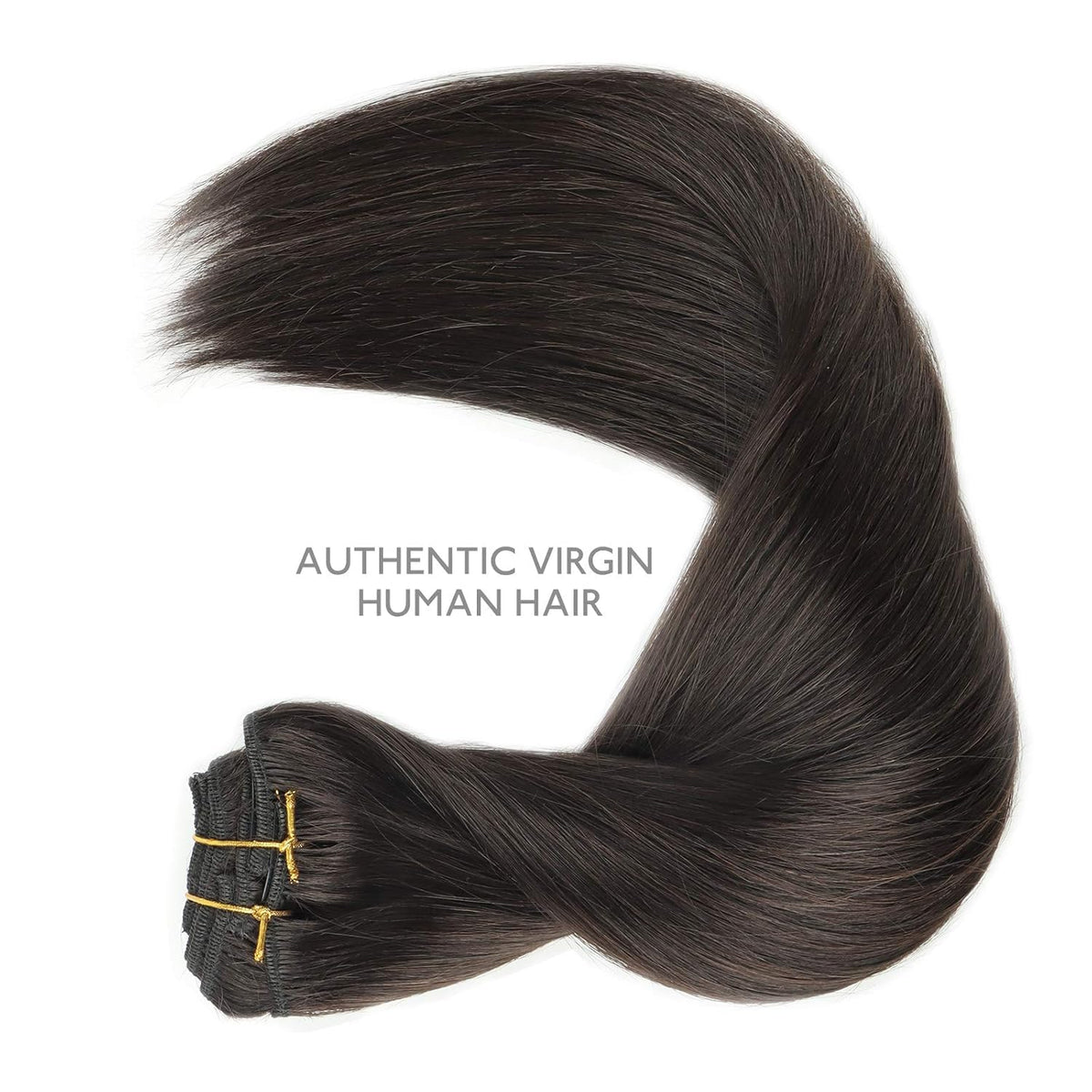 Wennalife Clip In Hair Extensions 14 Inch dark brown in natural light