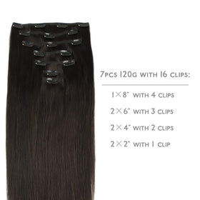 Wennalife Clip In Hair Extensions 14 Inch dark brown packaging