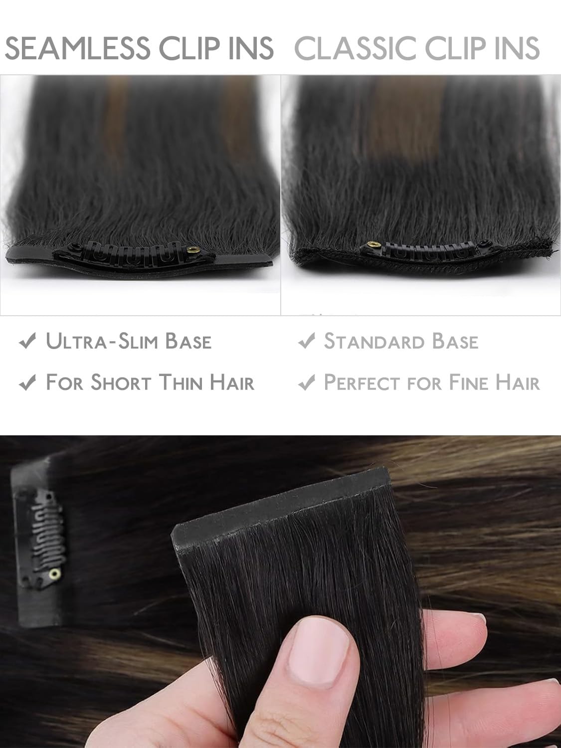 Wennalife Clip In Hair Extensions 14 Inch displayed on a model