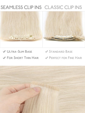 Wennalife Clip in Hair Extensions 14 Inch displayed with styling tools