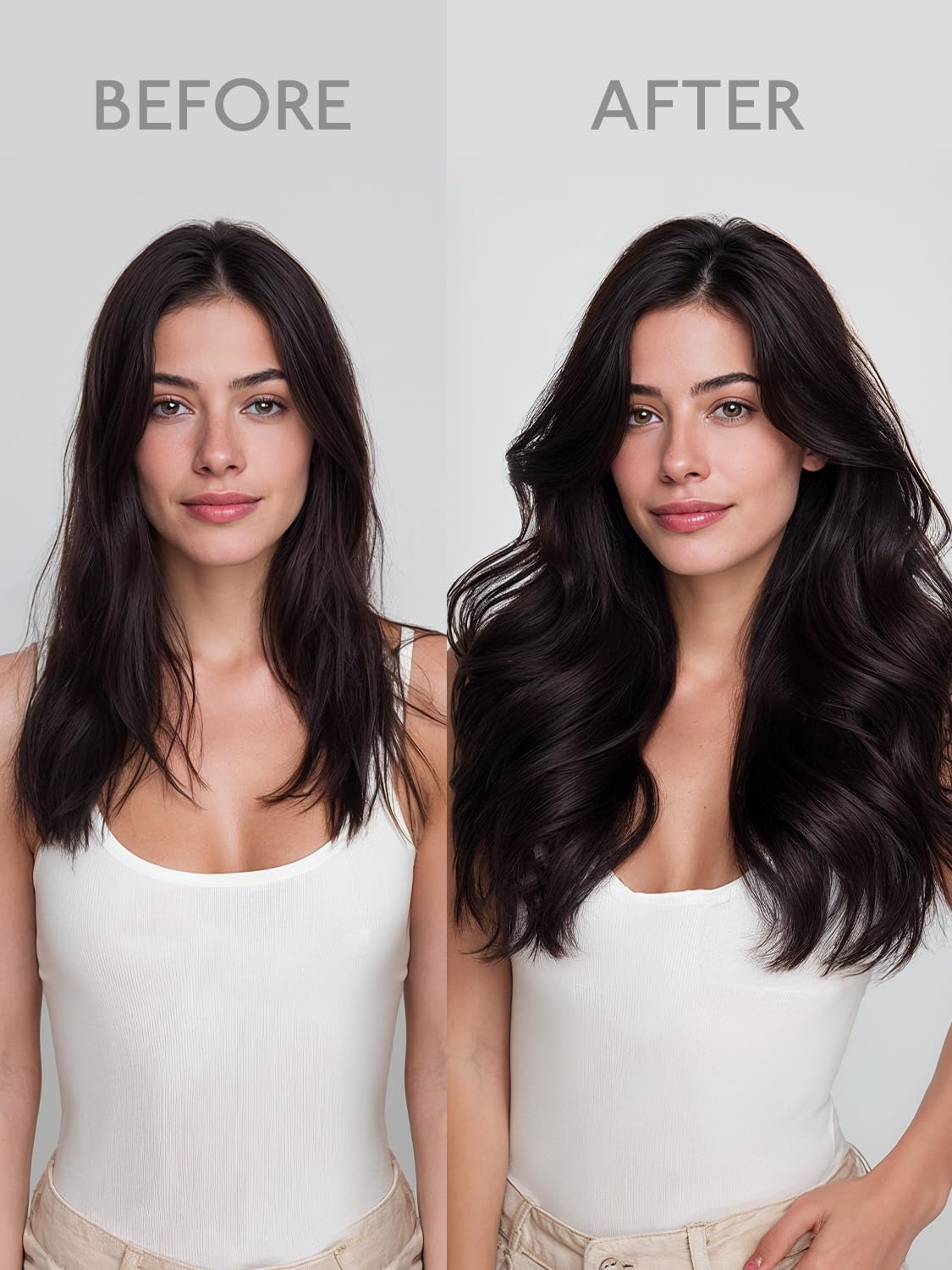 Wennalife Clip in Hair Extensions 14 Inch displayed with styling tools