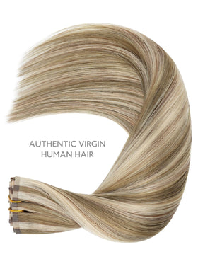 Wennalife Clip in Hair Extensions 14 Inch displayed with styling tools