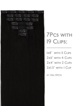 Wennalife Clip in Hair Extensions 14 Inch Jet Black packaging