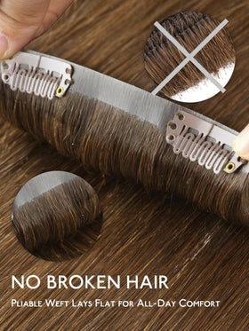 Wennalife Clip In Hair Extensions 14 Inch Light Auburn Brown back view