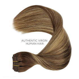 Wennalife Clip In Hair Extensions 150g 14 Inch Balayage in styled hair