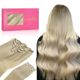 Wennalife Clip In Hair Extensions 150g 20 Inch Ash Blonde front view