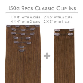 Wennalife Clip In Hair Extensions 150g 20 Inch Light Auburn Brown packaging