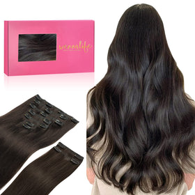 Wennalife Clip In Hair Extensions 150g Dark Brown front view