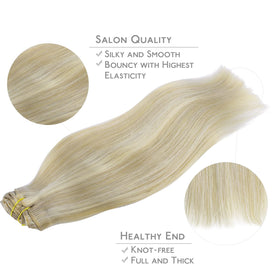 Wennalife Clip In Hair Extensions 16 Inch Ash Blonde back view
