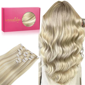 Wennalife Clip In Hair Extensions 16 Inch Ash Blonde front view