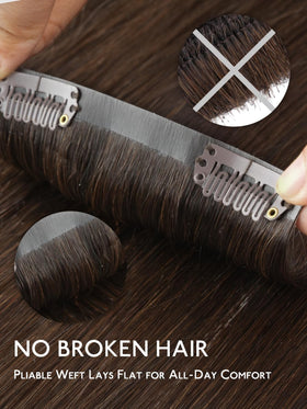 Wennalife Clip in Hair Extensions 16 Inch Chocolate Brown back view